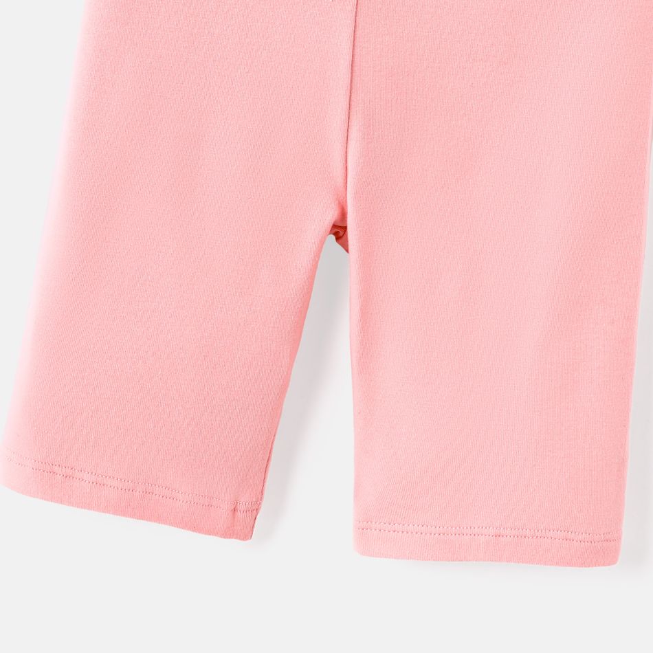 Toddler/Kid Girl Solid Color Cotton Leggings Shorts Pink big image 8