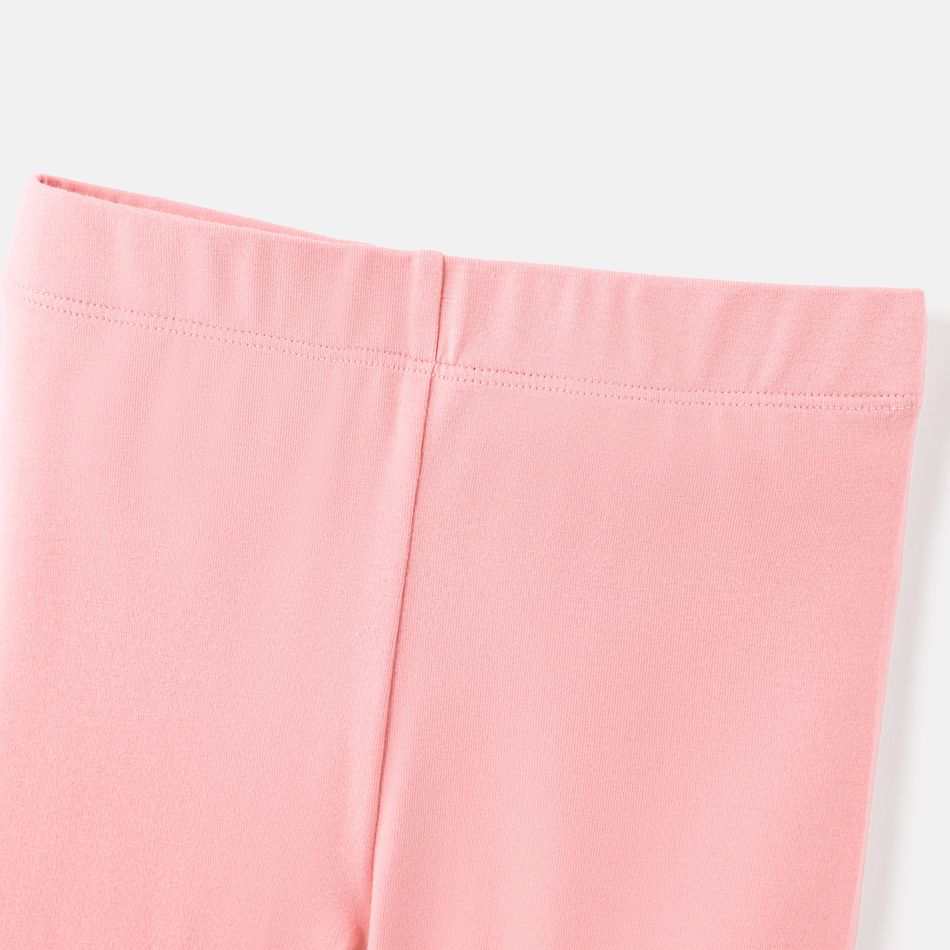Toddler/Kid Girl Solid Color Cotton Leggings Shorts Pink big image 4