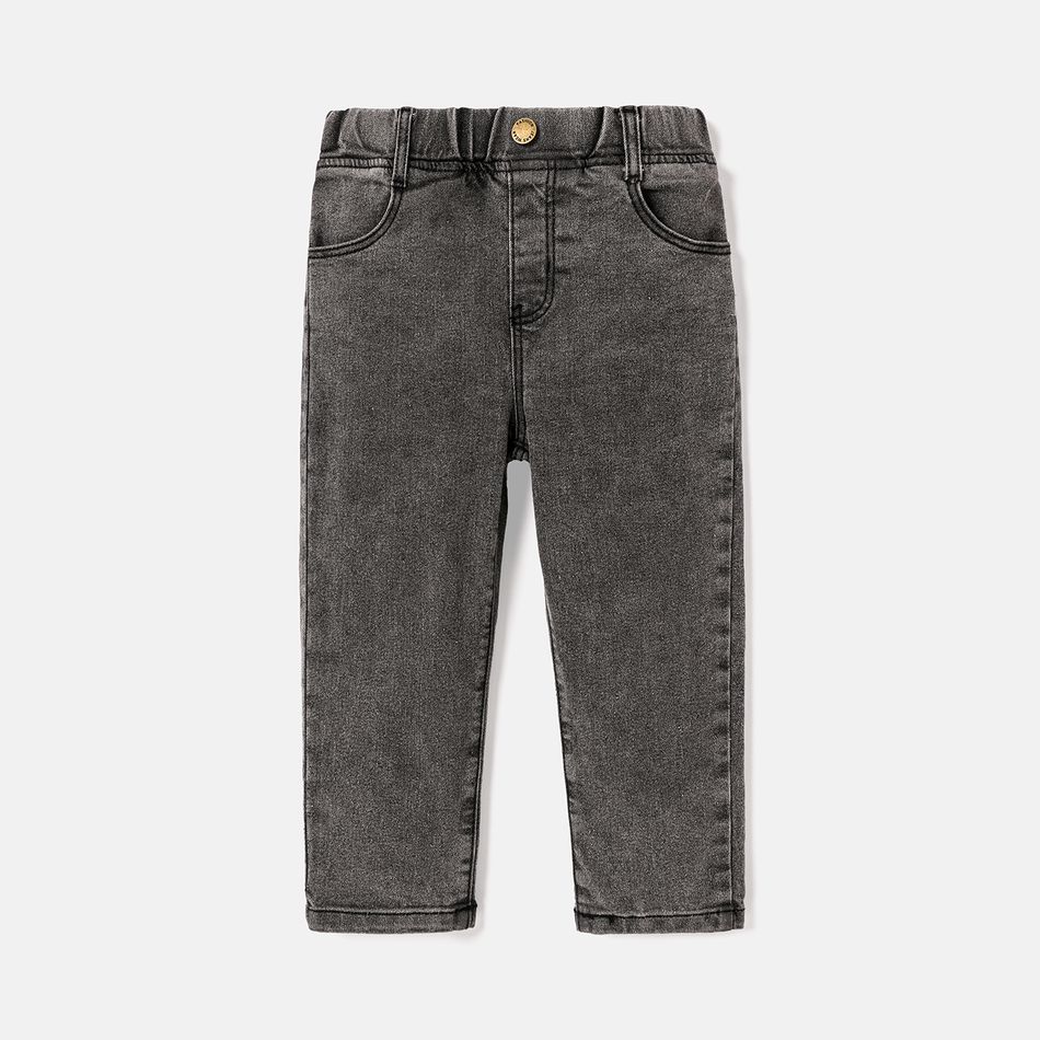 Toddler/Kid Solid Color Elasticized Denim Jeans Black