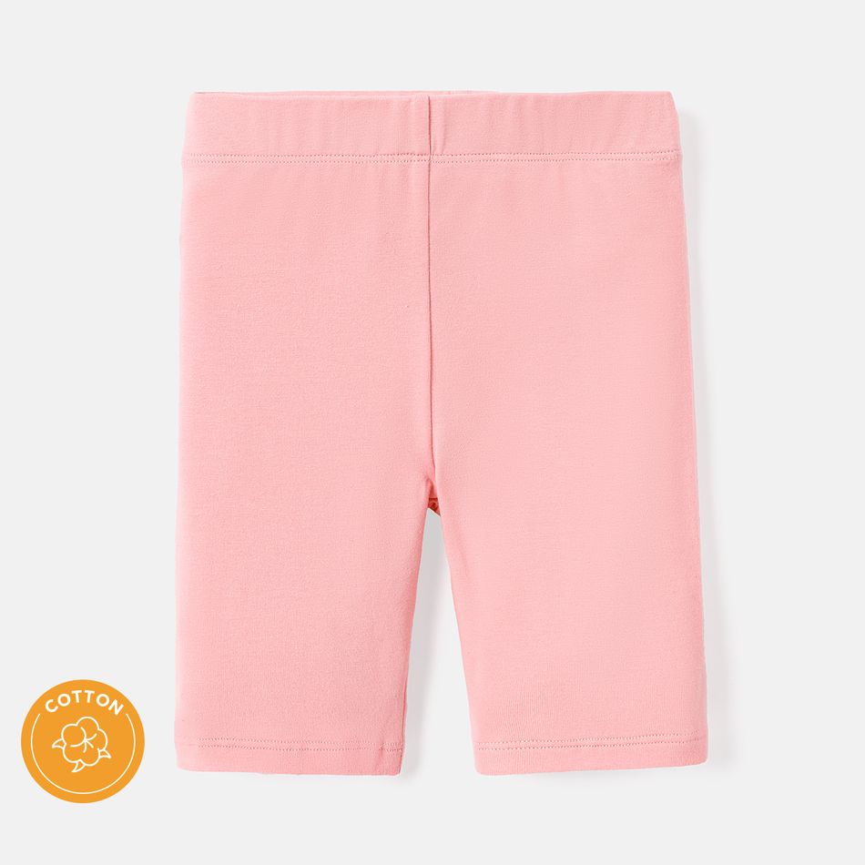 Toddler/Kid Girl Solid Color Cotton Leggings Shorts Pink big image 6