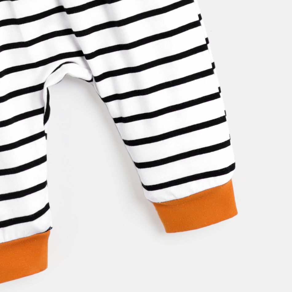 3pcs Baby Boy/Girl 95% Cotton Long-sleeve Feather Print Top and Striped Pants & Hat Set BlackandWhite big image 5