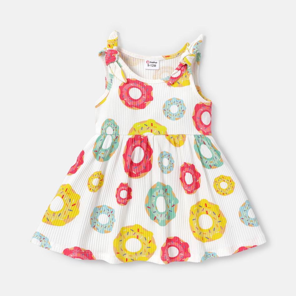 Baby Girl Allover Donut Print Tank Dress Color block