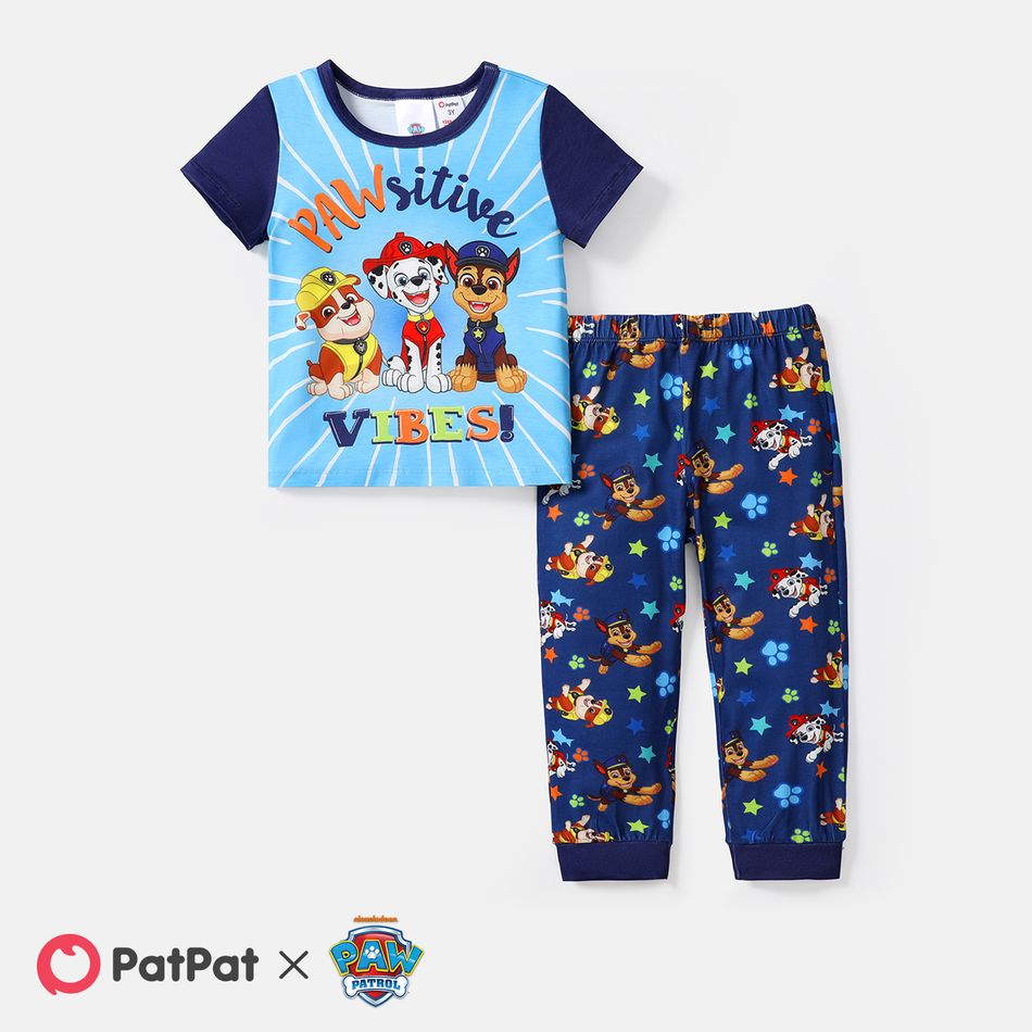 PAW Patrol Toddler Girl/Boy Short-sleeve Tee and Pants Pajamas Set Blue big image 1