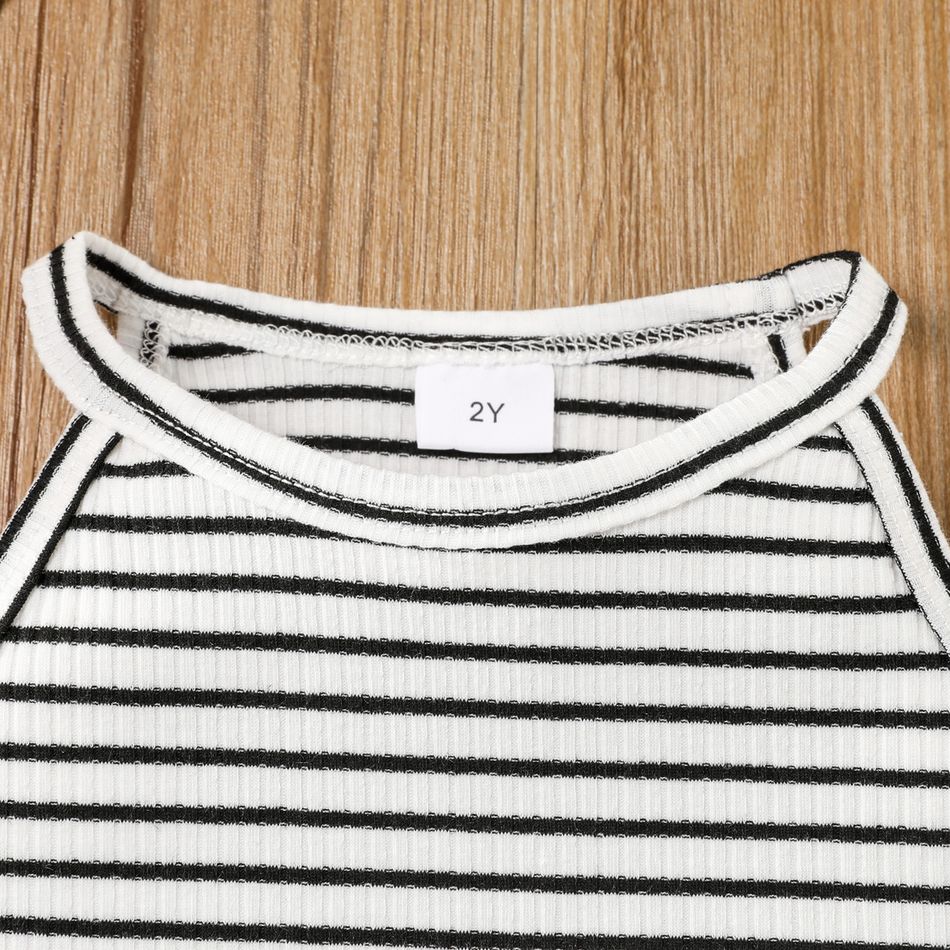 Toddler Girl Stripe Ribbed Sleeveless Tee BlackandWhite big image 3