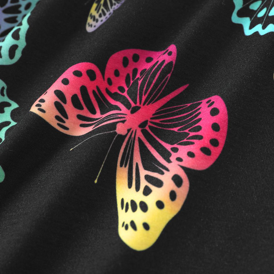 Kid Girl Naia Butterfly Print Lettuce Trim Short-sleeve Dress Colorful