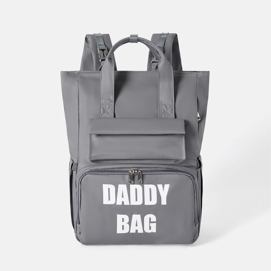 Diaper Bag Backpack Letter Print Stylish Daddy Bag Travel Back Pack Dark Grey big image 2
