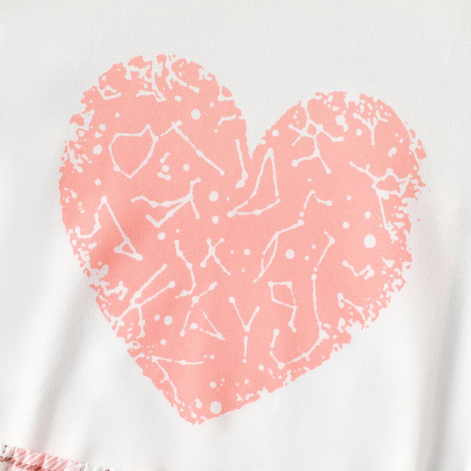 3pcs Kid Girl Heart Print Short-sleeve Tee & Plaid Skirt and Bag Set Pink big image 5