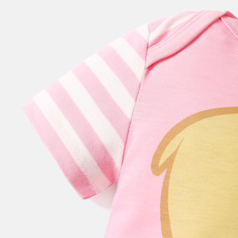 Looney Tunes Baby Boy/Girl Cartoon Animal Print Striped Short-sleeve Naia Jumpsuit Pink big image 4