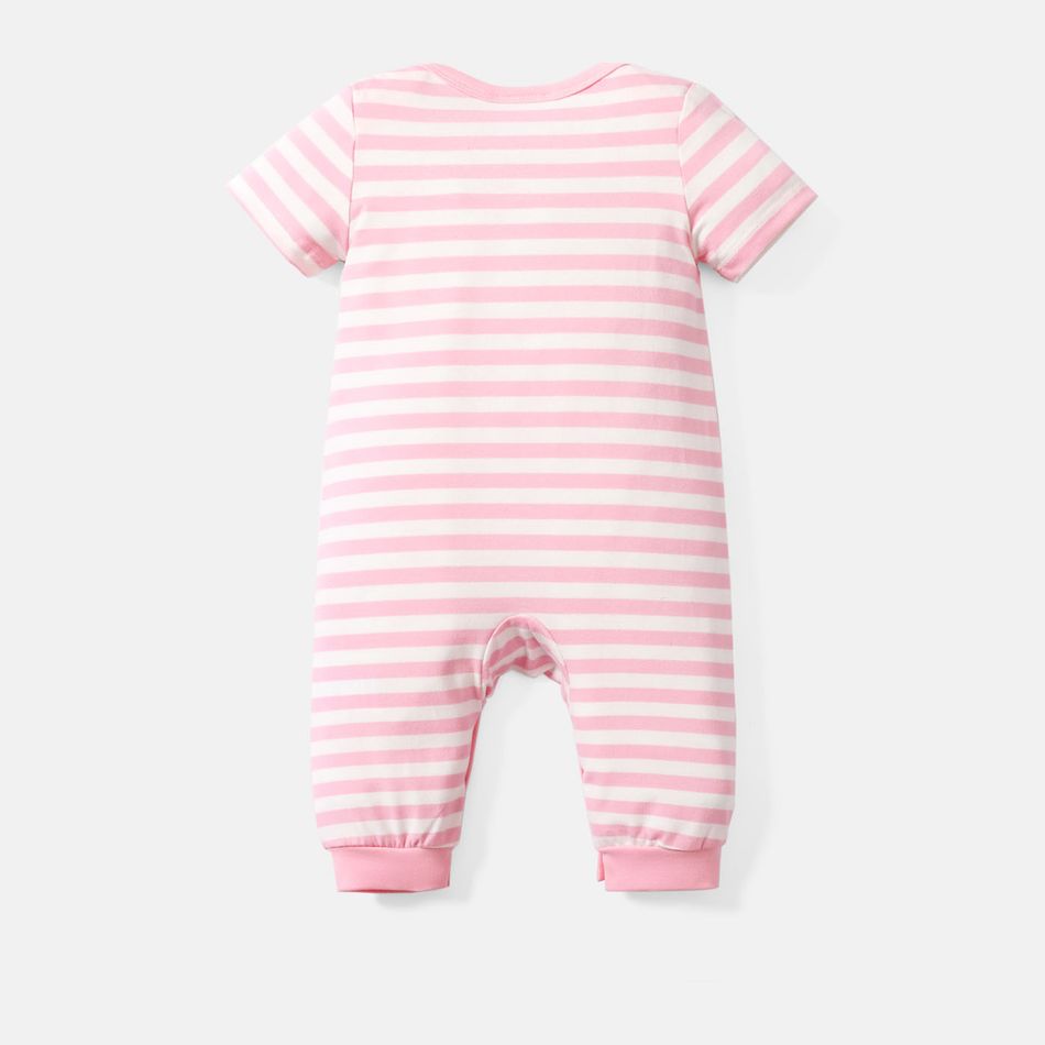 Looney Tunes Baby Boy/Girl Cartoon Animal Print Striped Short-sleeve Naia Jumpsuit Pink big image 2