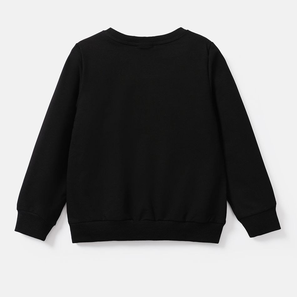 Toddler/Kid Girl Letter Embroidered Long-sleeve Cotton Tee Black big image 3