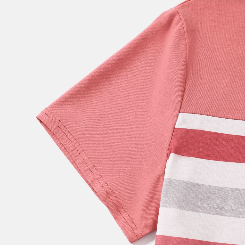 Family Matching Short-sleeve Colorblock Naia™ Polo Shirts and Allover Print V Neck Ruffle Trim Tulip Hem Dresses Sets ColorBlock big image 13
