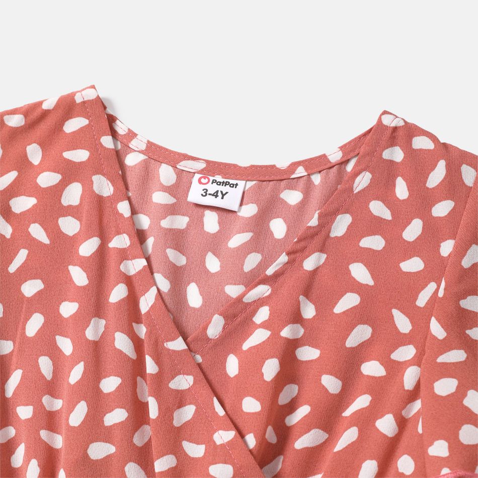 Family Matching Short-sleeve Colorblock Naia™ Polo Shirts and Allover Print V Neck Ruffle Trim Tulip Hem Dresses Sets ColorBlock big image 7