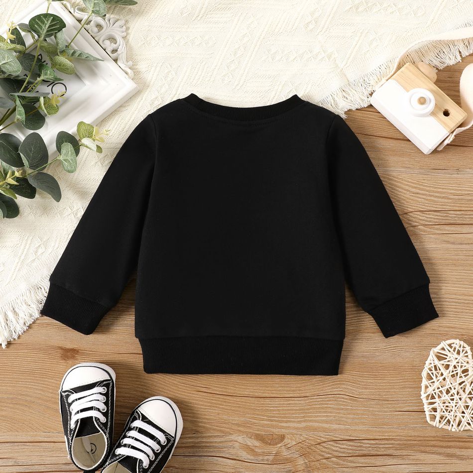 100% Cotton Baby Boy/Girl Letter Print Long-sleeve Pullover Sweatshirt Black big image 3