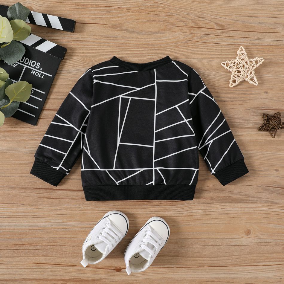 Baby Boy/Girl Geo Print Long-sleeve Pullover Sweatshirt Black big image 2