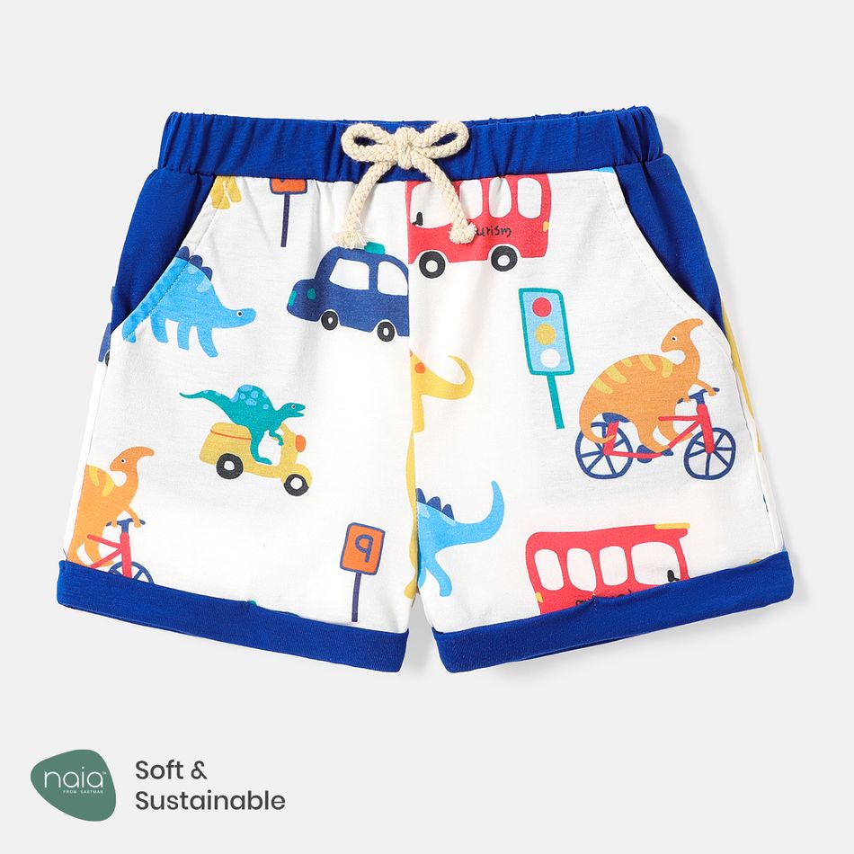 Toddler Boy Naia Animal Print Colorblock Elasticized Shorts Blue big image 1