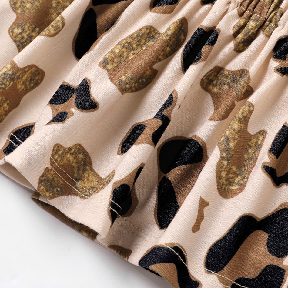 3pcs Baby Girl Leopard Print Naia™ Tank Top and Bow Front Shorts & Headband Set Black