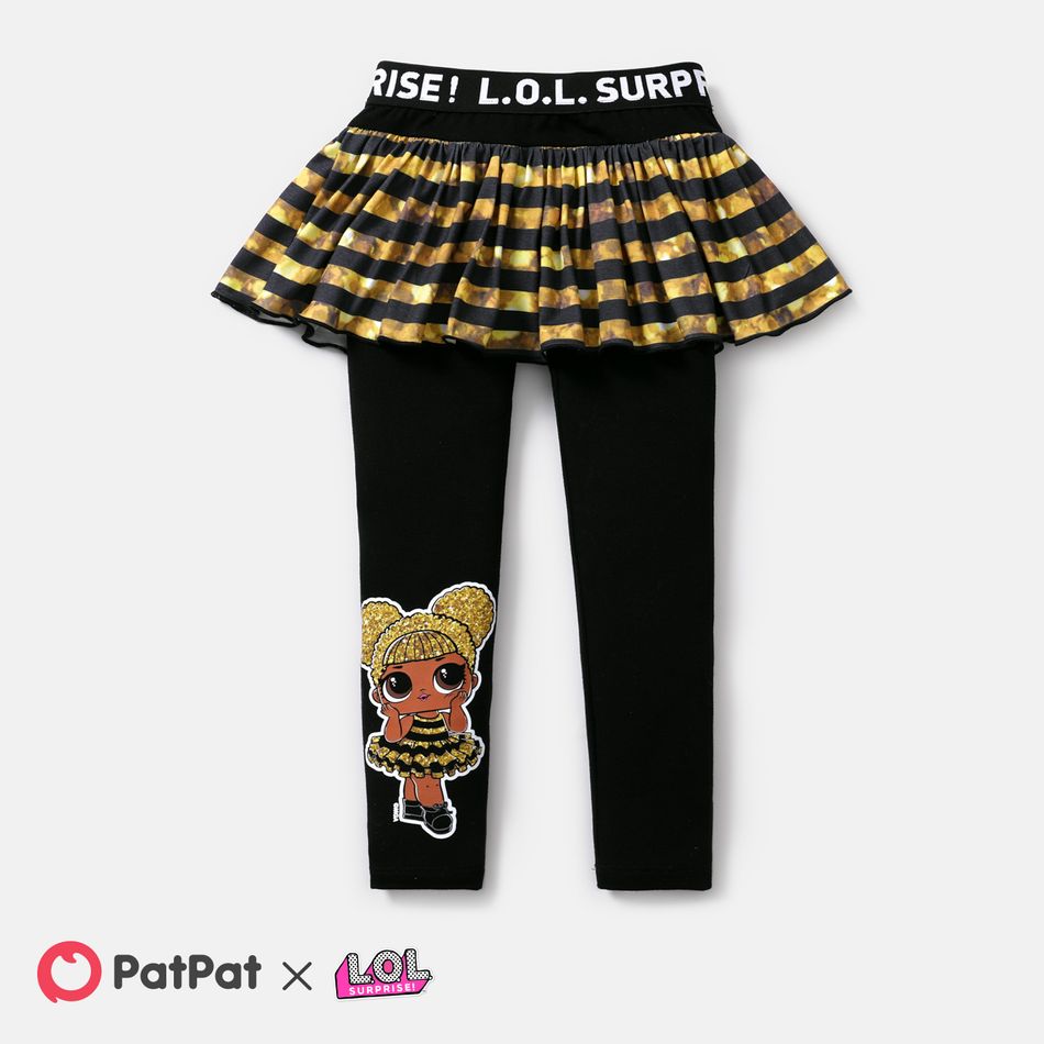 L.O.L. SURPRISE! Toddler/Kid Girl Naia Cotton Bowknot Design/Stripe Skirt Leggings Black