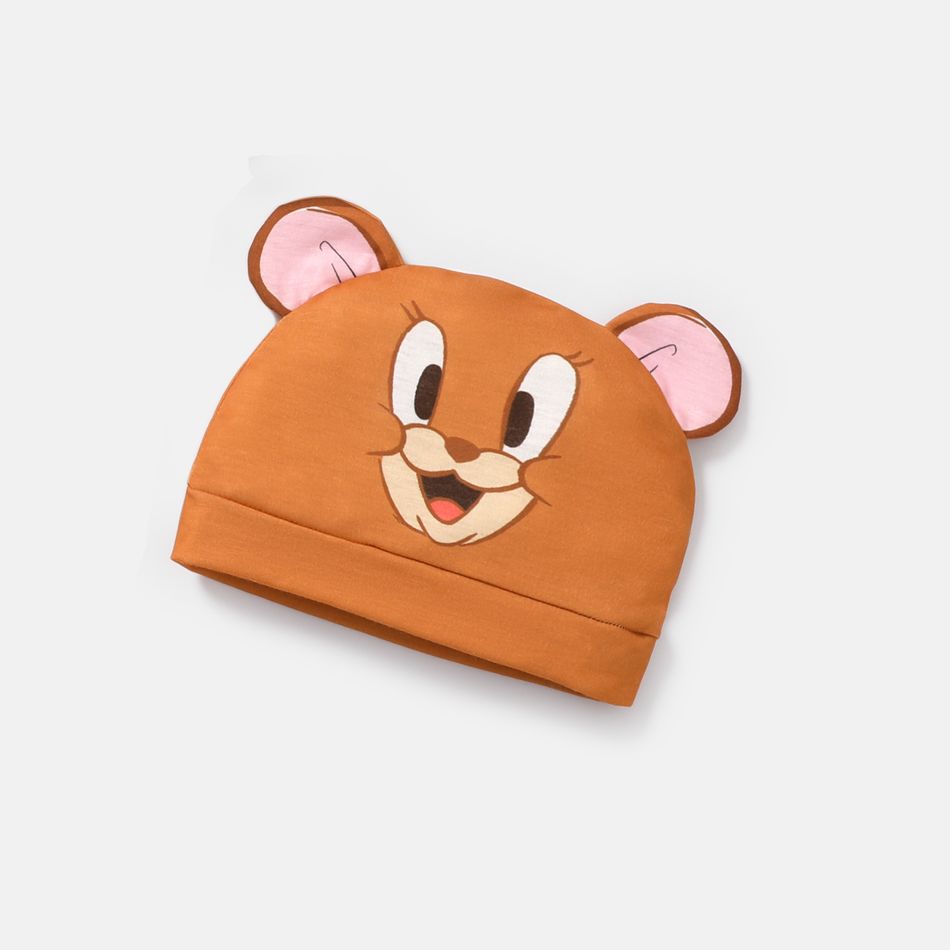 Tom and Jerry 2pcs Baby Boy Short-sleeve Graphic Jumpsuit and 3D Ear Hat Set Orange big image 3