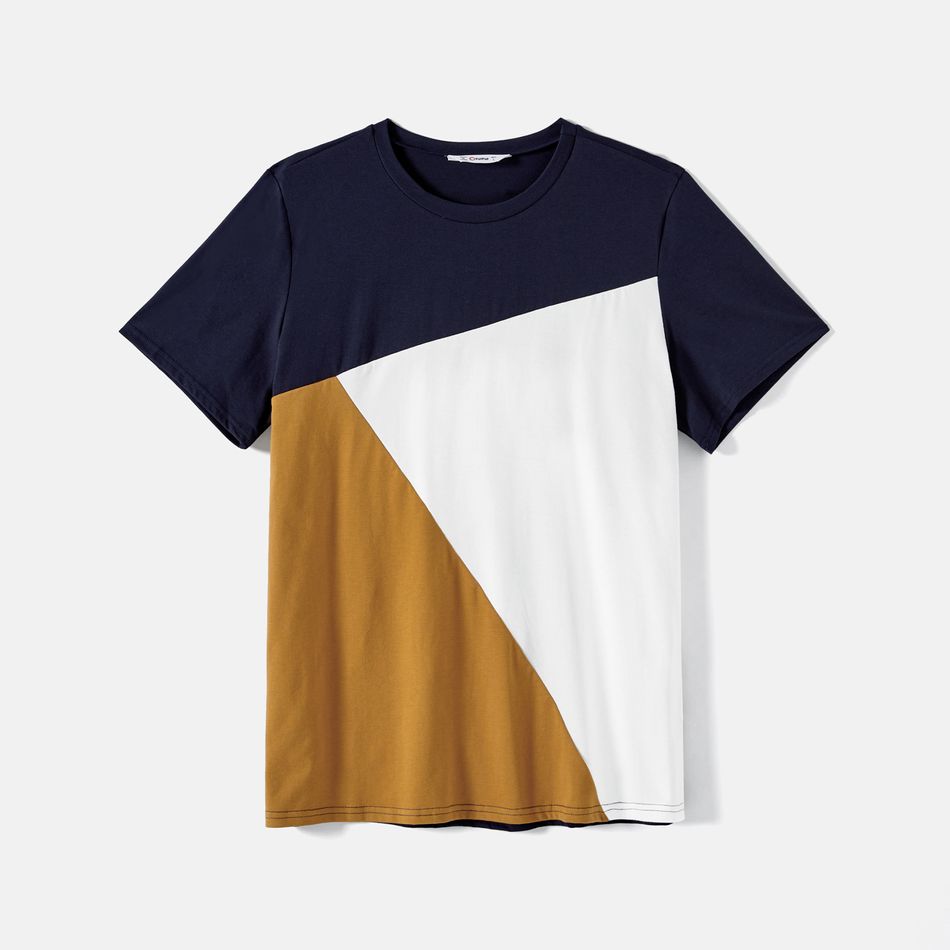 Family Matching Allover Geo Print Halter Belted Midi Dresses and Short-sleeve Colorblock T-shirts Sets Colorful big image 14