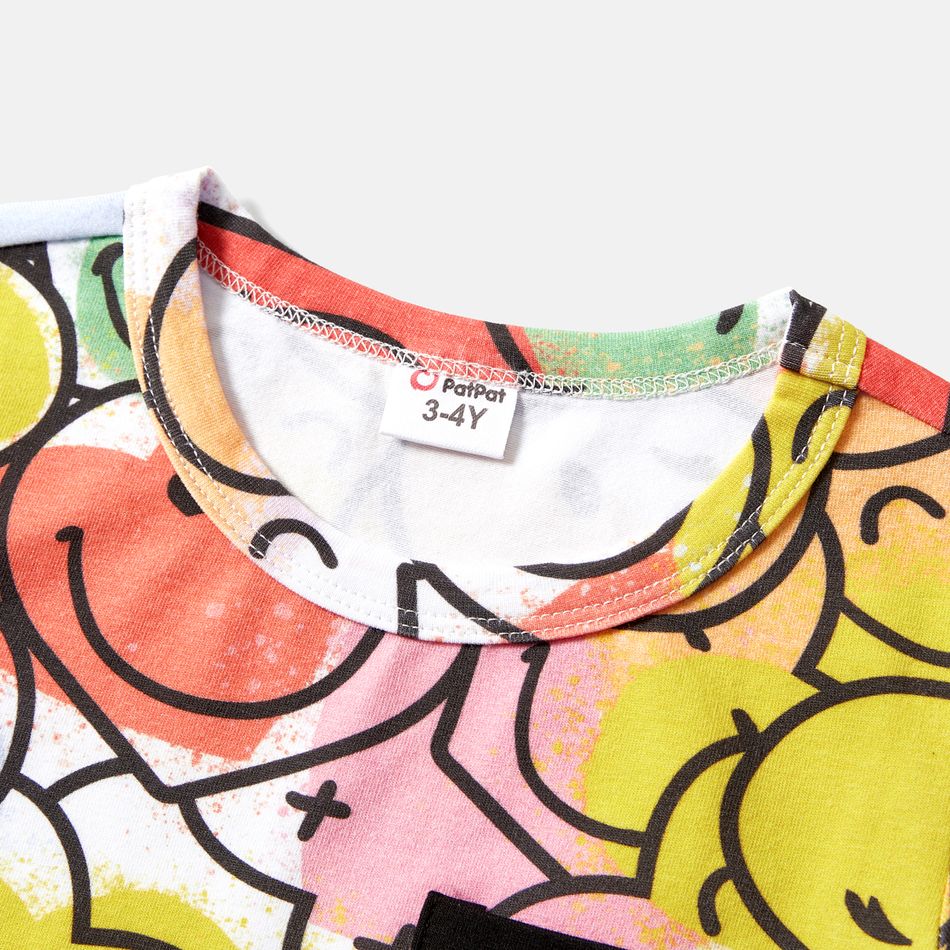Family Matching Cotton Short-sleeve T-shirts and Allover Colorful Print Bodycon Tank Dresses Sets Colorful big image 14