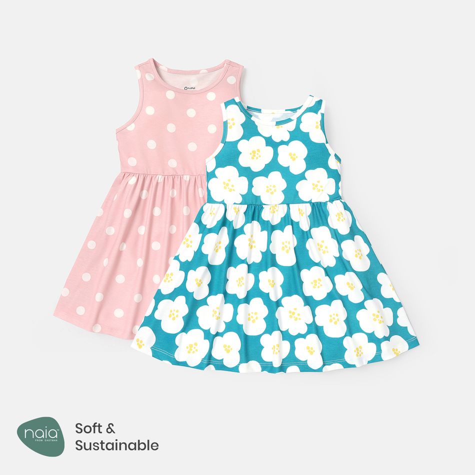 Ärmelloses Kleid mit Herzdruck/Tupfen für Kleinkinder/Kindermädchen rosa big image 5
