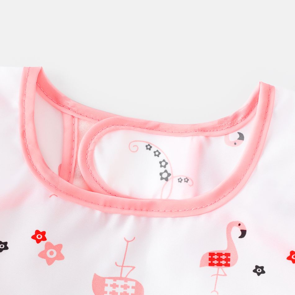 Long Sleeve Bib Thin Breathable Easy-wear Baby Smock for Eating Feeding Pink big image 4