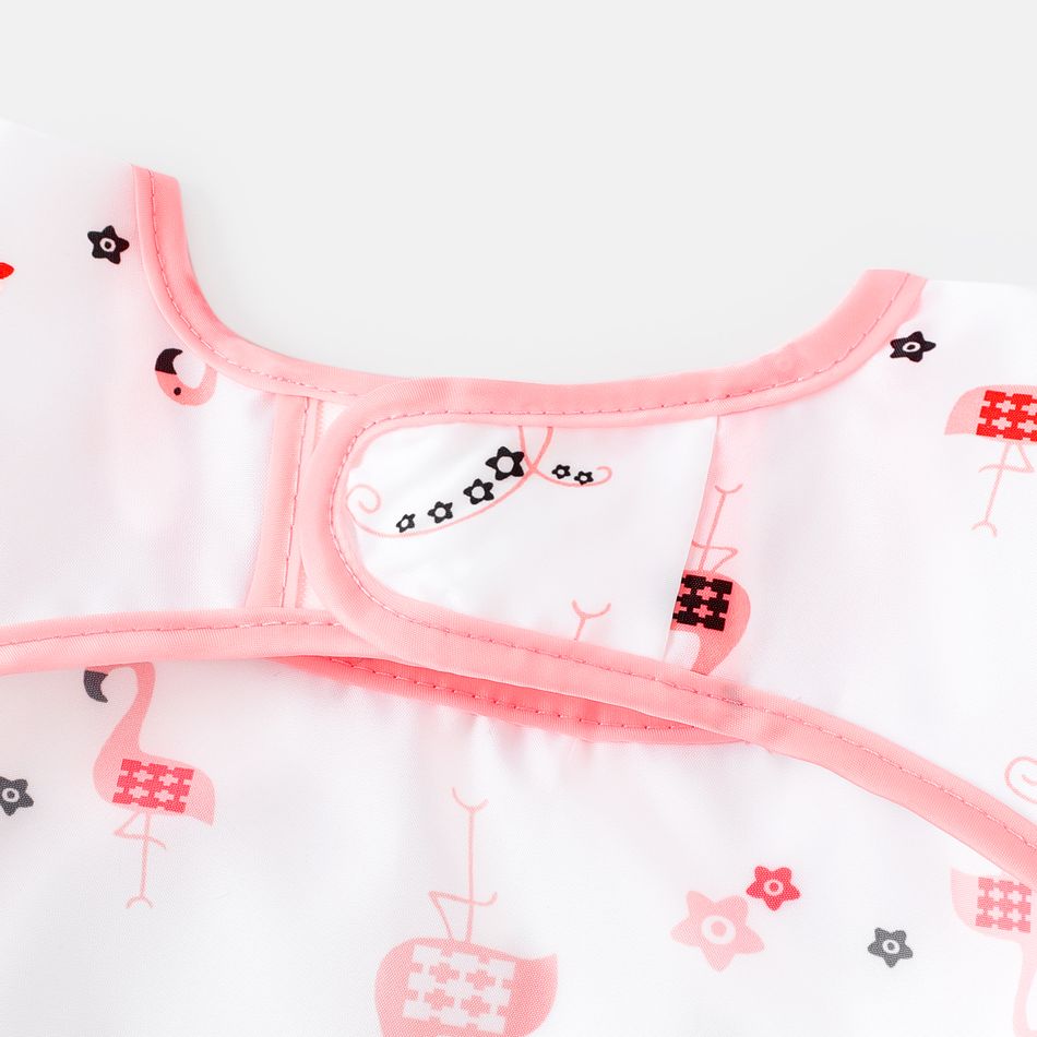 Long Sleeve Bib Thin Breathable Easy-wear Baby Smock for Eating Feeding Pink big image 5