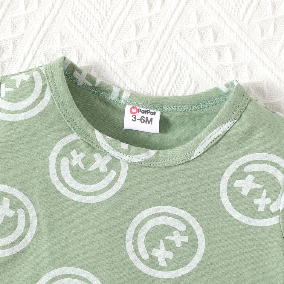 2pcs Baby Boy/Girl 95% Cotton Short-sleeve Allover Print Tee & Shorts Set Green big image 3