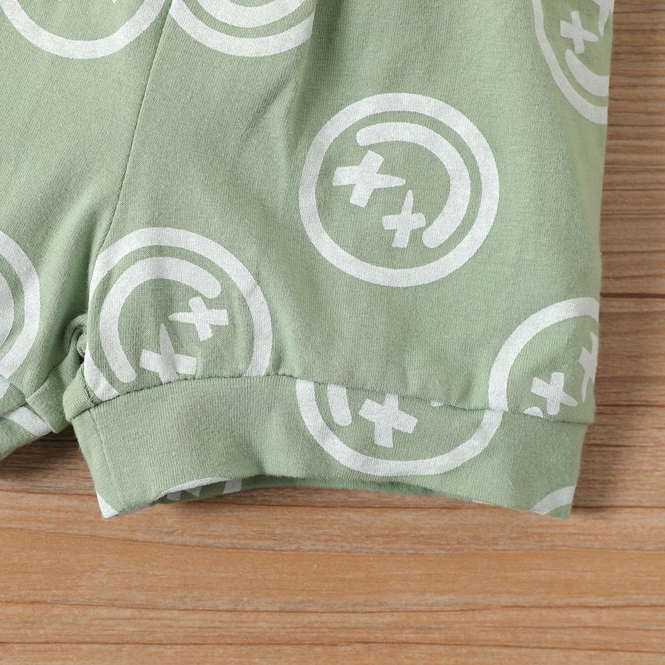 2pcs Baby Boy/Girl 95% Cotton Short-sleeve Allover Print Tee & Shorts Set Green