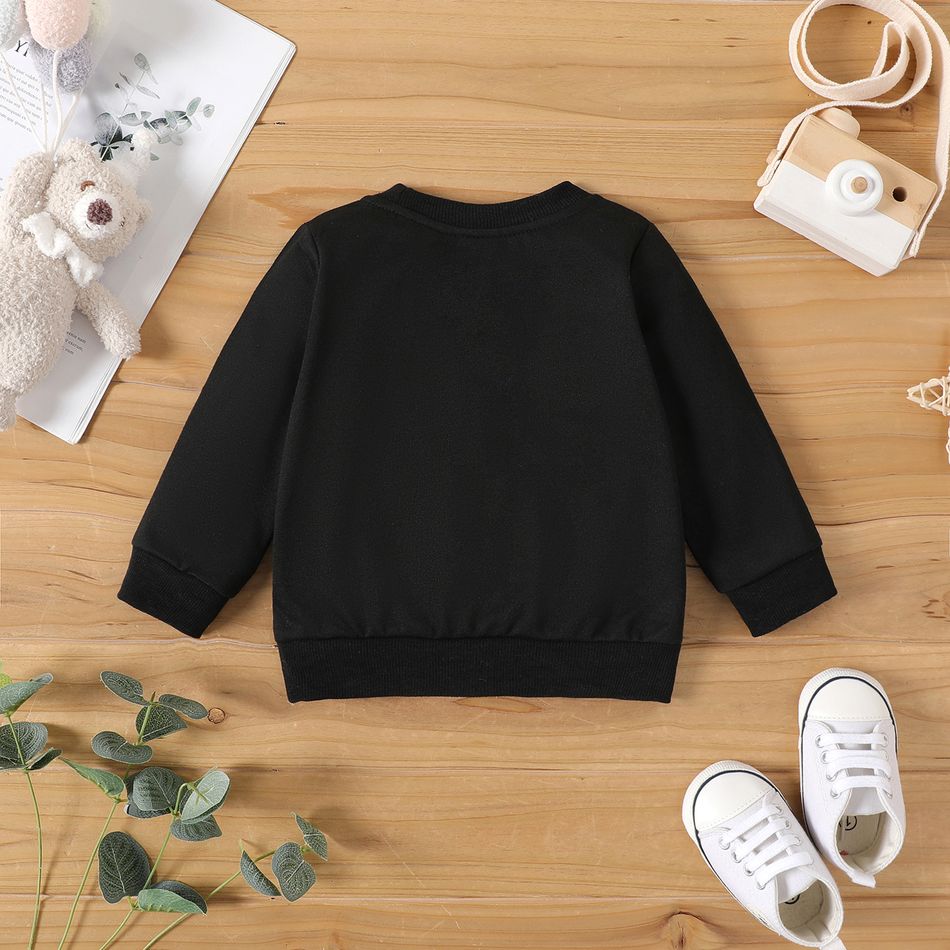 Baby Boy/Girl Glow in The Dark Print Long-sleeve Sweatshirt Black big image 5