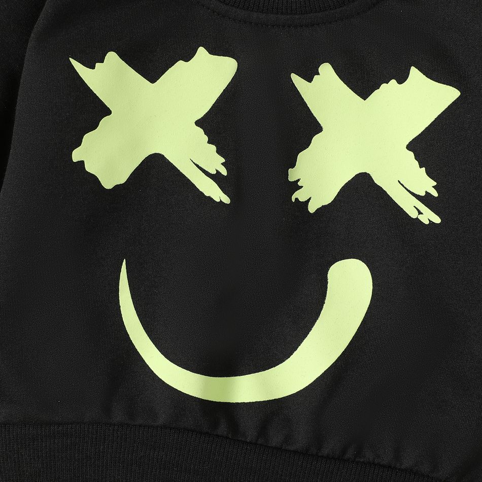 Baby Boy/Girl Glow in The Dark Print Long-sleeve Sweatshirt Black big image 7