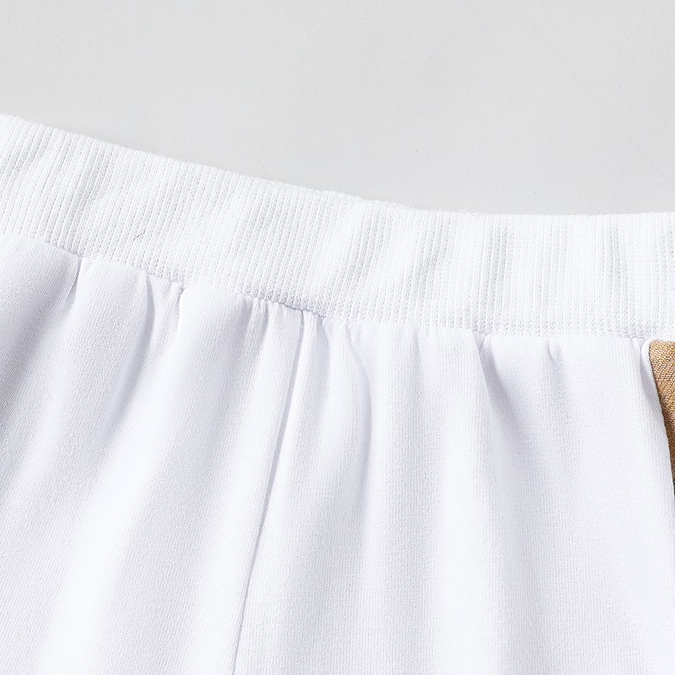 2pcs Baby Boy Plaid Bear Graphic Short-sleeve Tee & Shorts Set White