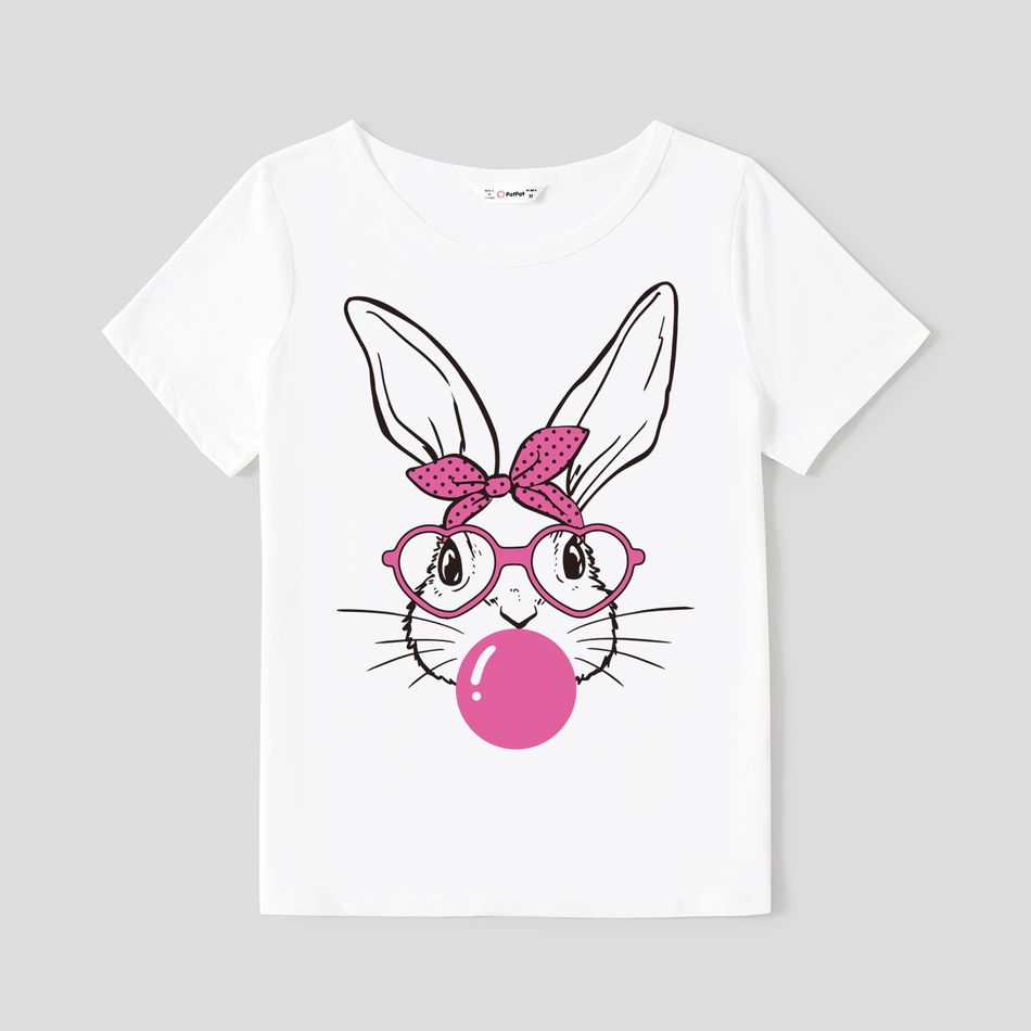 Easter Mommy and Me Rabbit Print Short-sleeve Tee White big image 2
