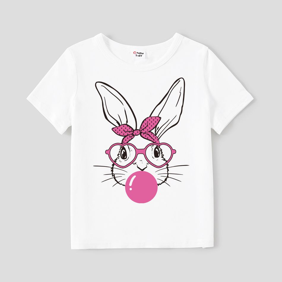 Easter Mommy and Me Rabbit Print Short-sleeve Tee White big image 5