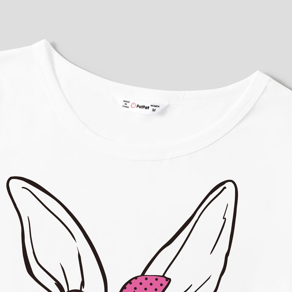 Easter Mommy and Me Rabbit Print Short-sleeve Tee White big image 3