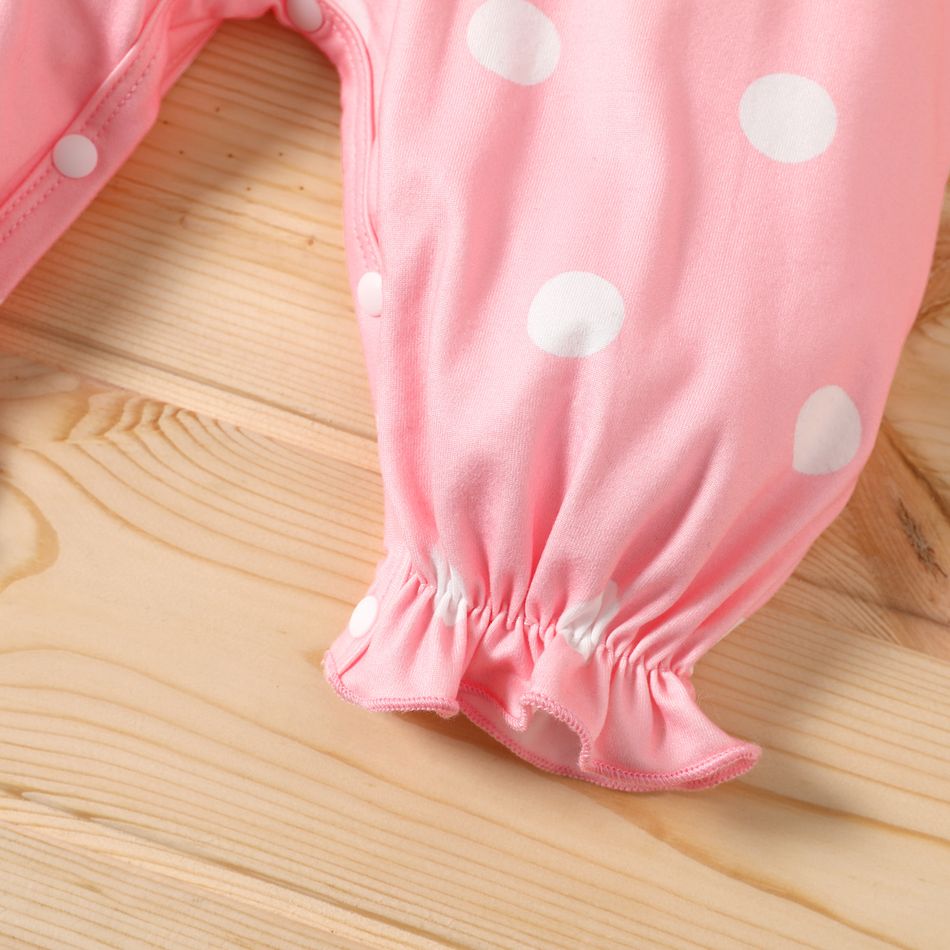 Naia™ Baby Girl Knit Flower Detail Polka Dots Print Tank Jumpsuit Pink big image 6