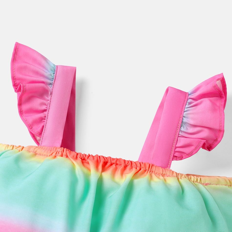 Baby Girl Rainbow Color Flutter-sleeve Romper Multi-color big image 4