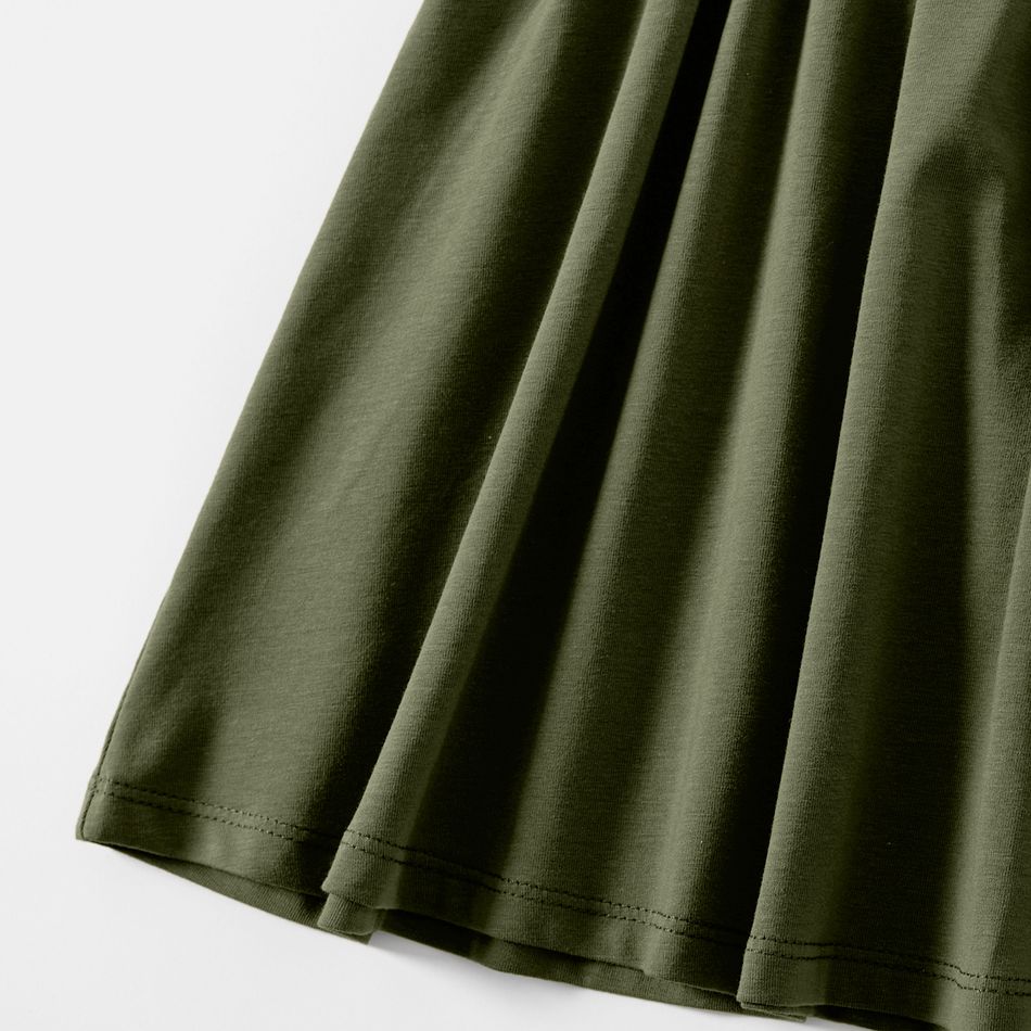 Mommy and Me 95% Cotton Sleeveless Dresses Army green big image 7