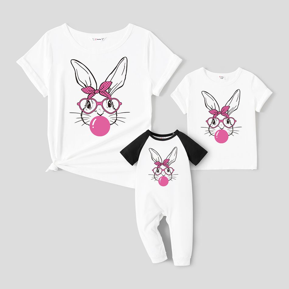 Easter Mommy and Me Rabbit Print Short-sleeve Tee White big image 1
