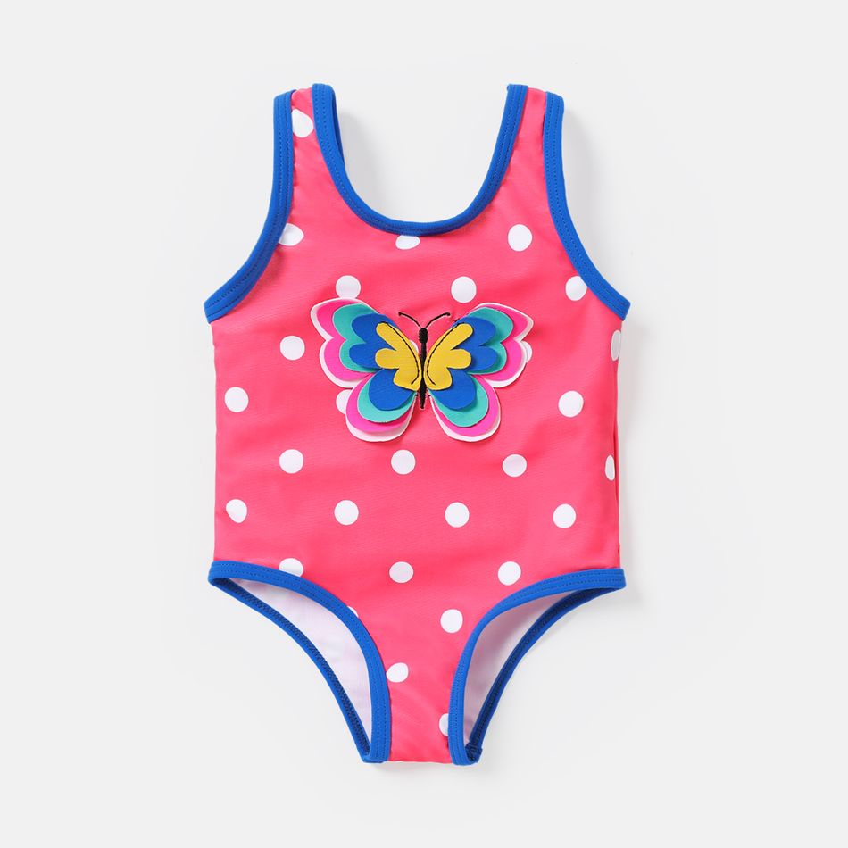 Baby Girl 3D Butterfly Design Polka Dots One-piece Swimsuit Roseo