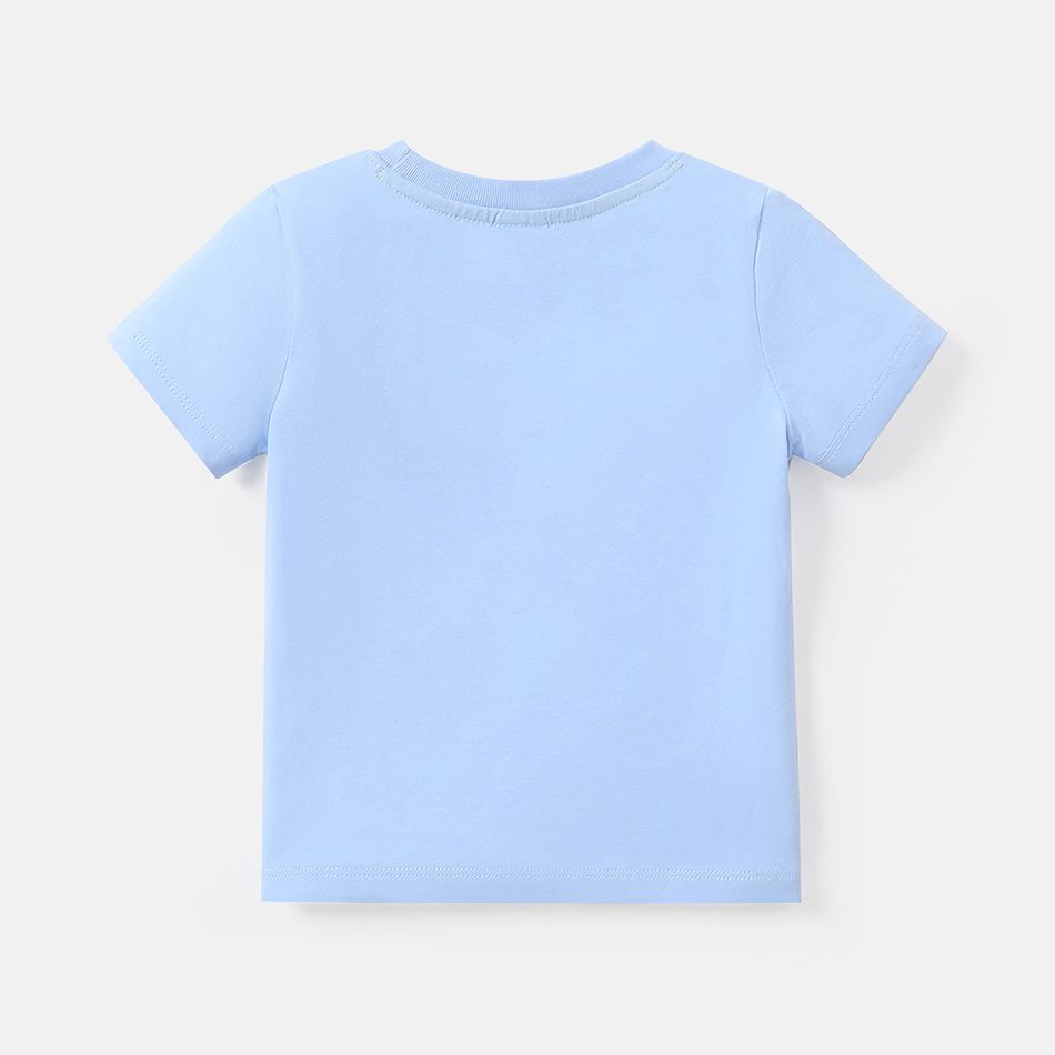 Toddler Boy Animal Embroidered Cotton Short-sleeve Tee Light Blue big image 2