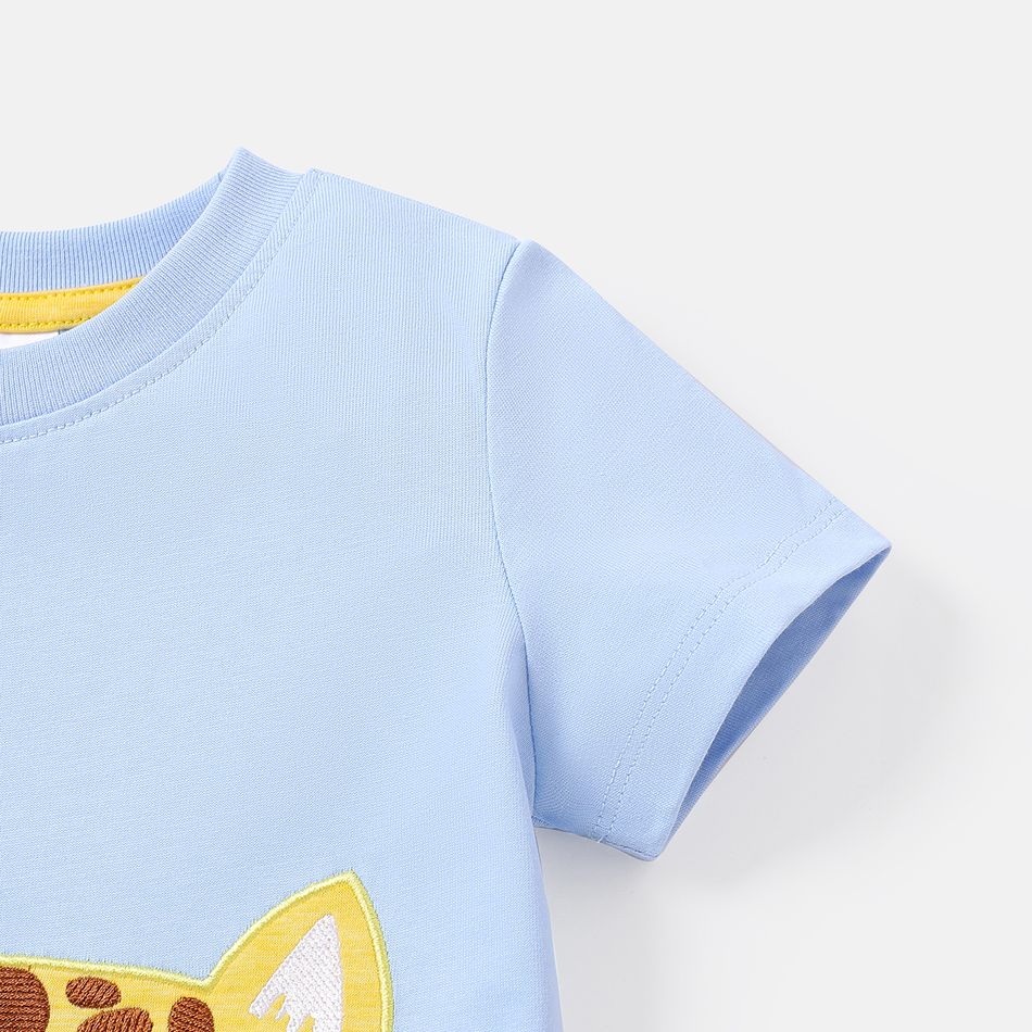 Toddler Boy Animal Embroidered Cotton Short-sleeve Tee Light Blue