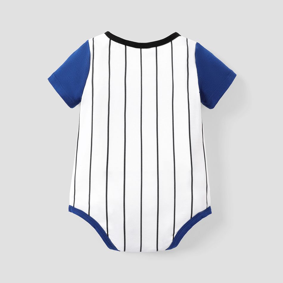 Naia™ Baby Bot Letter Print Striped Colorblock Short-sleeve Romper ColorBlock big image 2