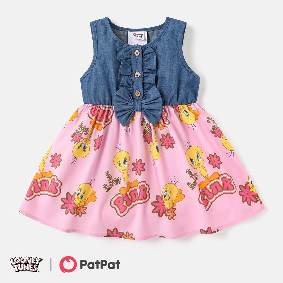Looney Tunes Baby/Toddler Girl Character Panel Bow Decor Tank Dress ColorBlock big image 1