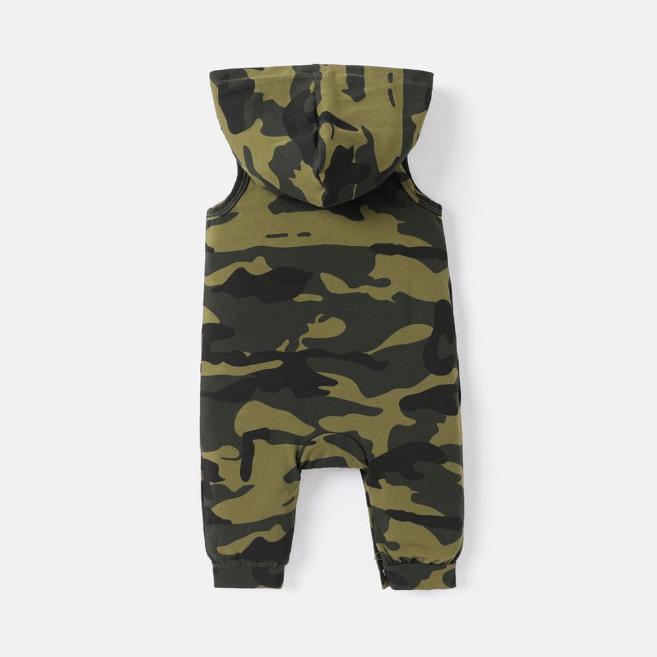 Baby Boy 95% Cotton Camouflage Print Hooded Sleeveless Jumpsuit Camouflage big image 2