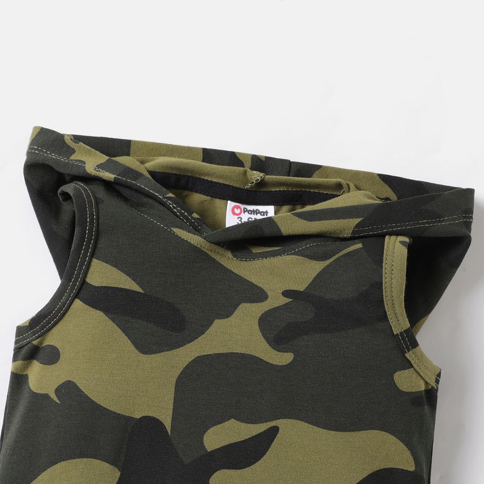 Baby Boy 95% Cotton Camouflage Print Hooded Sleeveless Jumpsuit Camouflage big image 3