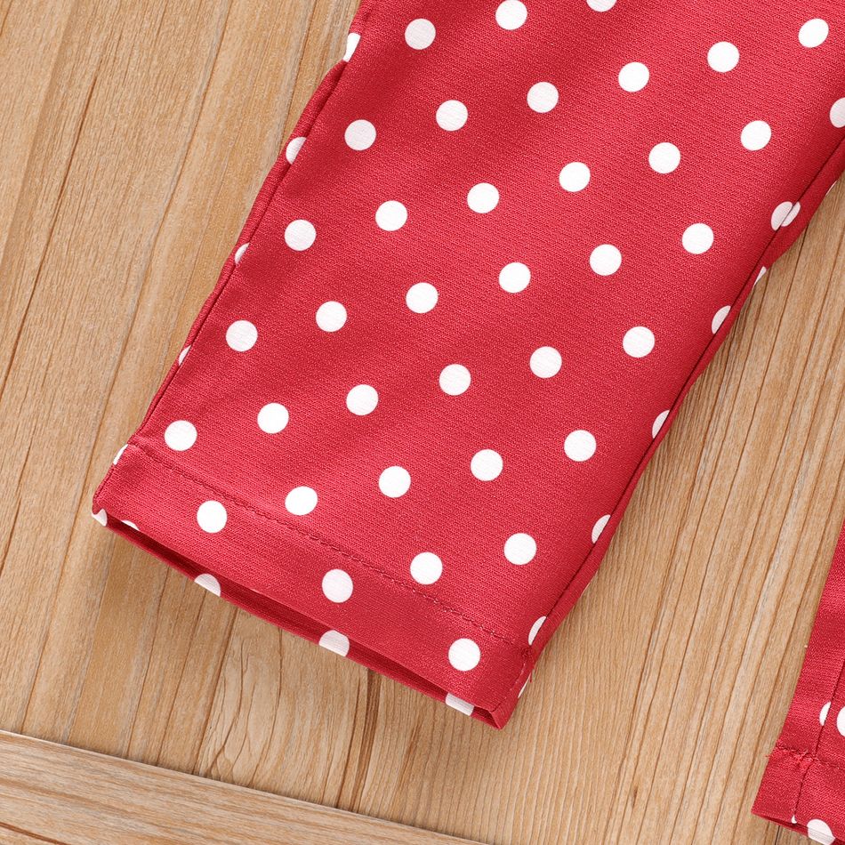 Toddler Girl Polka dots Smocked Slip Jumpsuits Red big image 5