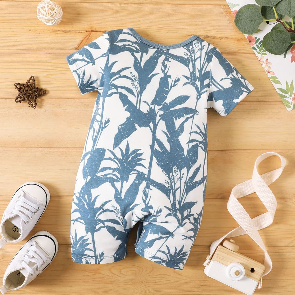 Baby Boy Allover Print Short-sleeve Naia™ Romper Azure- big image 3