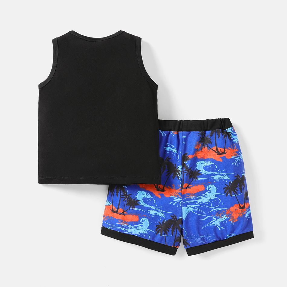 Naia™ Baby Boy Cotton Graphic Tank Top and Allover Tropical Print Shorts Set Black big image 2