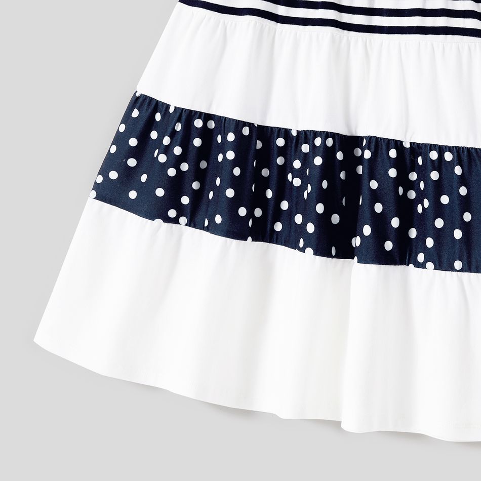 Family Matching Cotton Colorblock Striped Short-sleeve Tee and Spliced Tank Dresses Sets Tibetanbluewhite big image 11